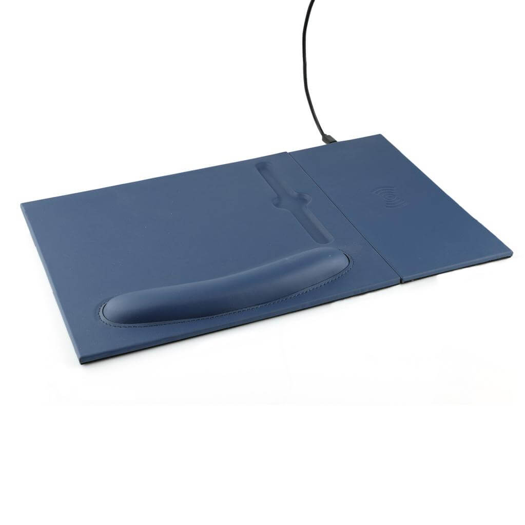 DOBERAN - @memorii 10W Wireless Charger PU Mouse Pad - Navy Blue