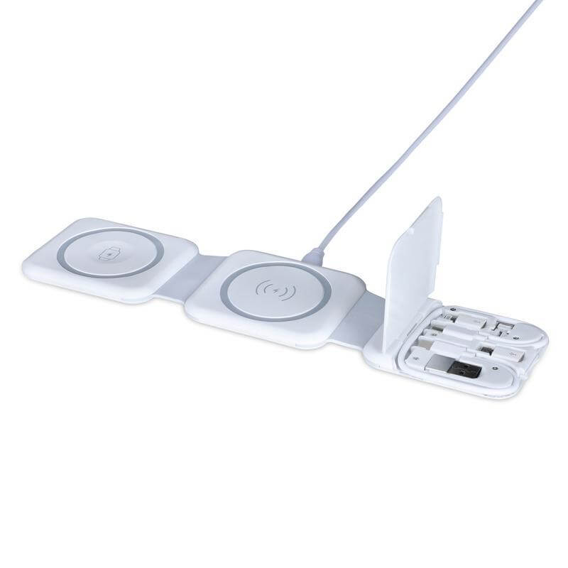 BOLERO - @memorii 2 in 1 Wireless Charger with Multi Cable Set - White