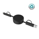 [MTST 1165] LECCO - @memorii Recycled 6-in-1 retractable Charging Cable - Black