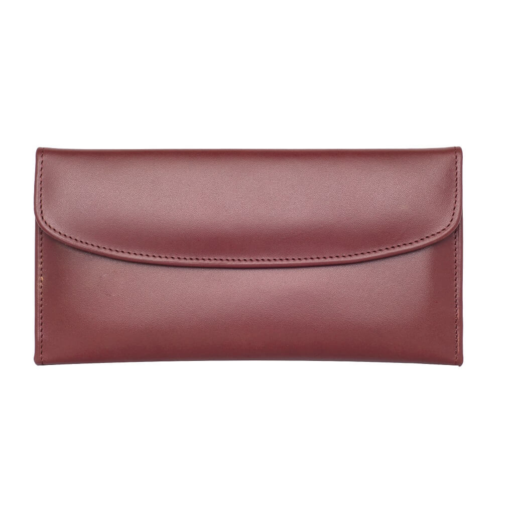 Genuine Leather Ladies Wallet with Zipper Pocket Maroon
