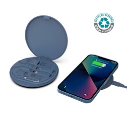 [ITWC 1171] OSLO - @memorii Recycled 15W Wireless Charger Multi - Cable Set - Blue