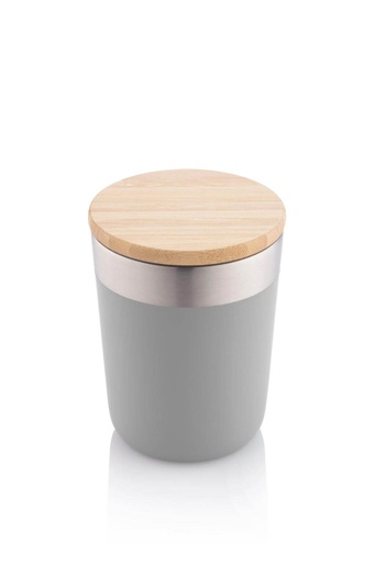 LAREN - Vacuum Coffee Tumbler With Bamboo Lid - Grey