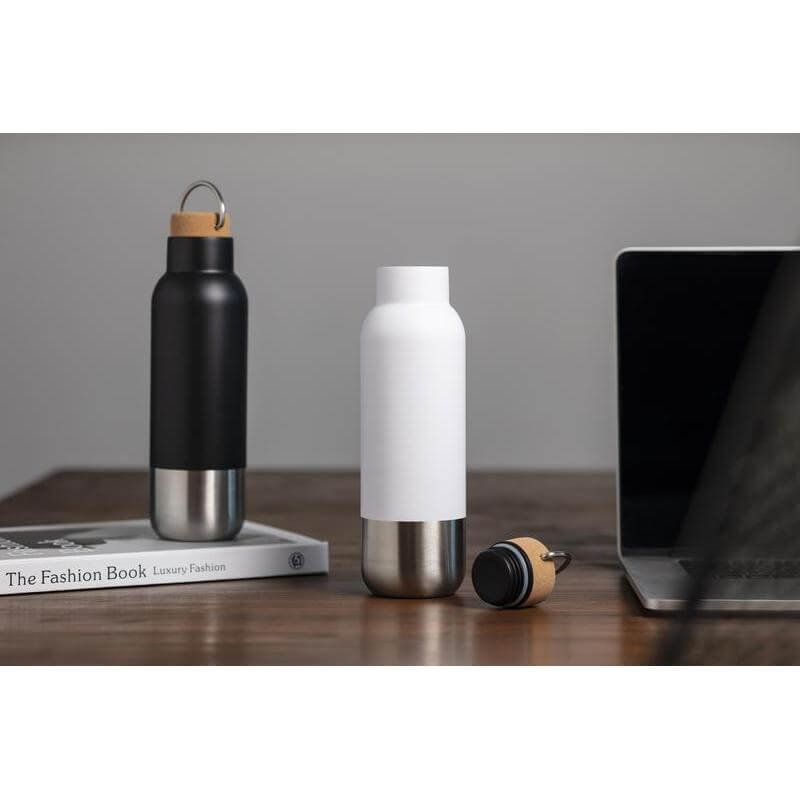 AVERSA - Hans Larsen Double Wall Vacuum Stainless Steel Bottle with Cork Lid - Black