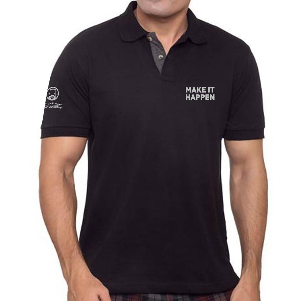 AU Signature Contrast Cotton-Rich Polo - Black