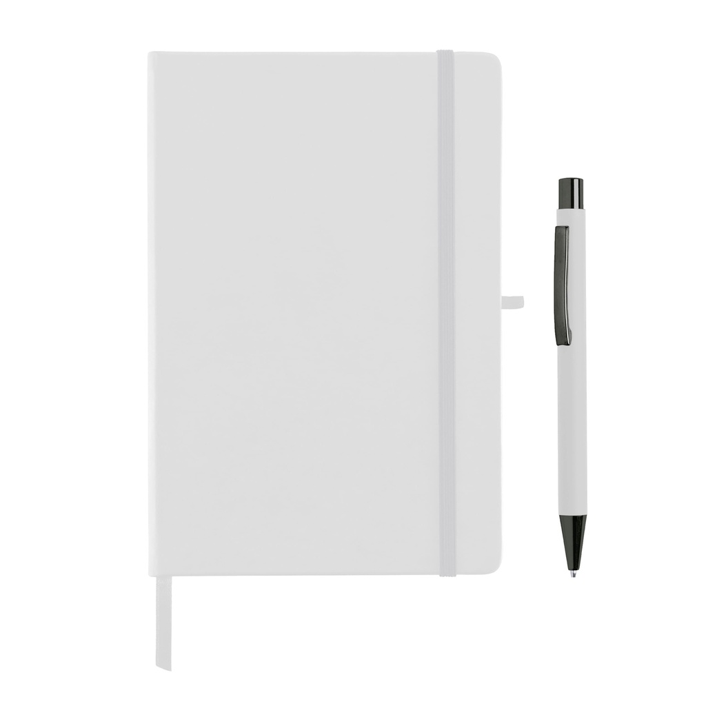 BORNA - Giftology A5 Hard Cover Notebook and Pen Set - White