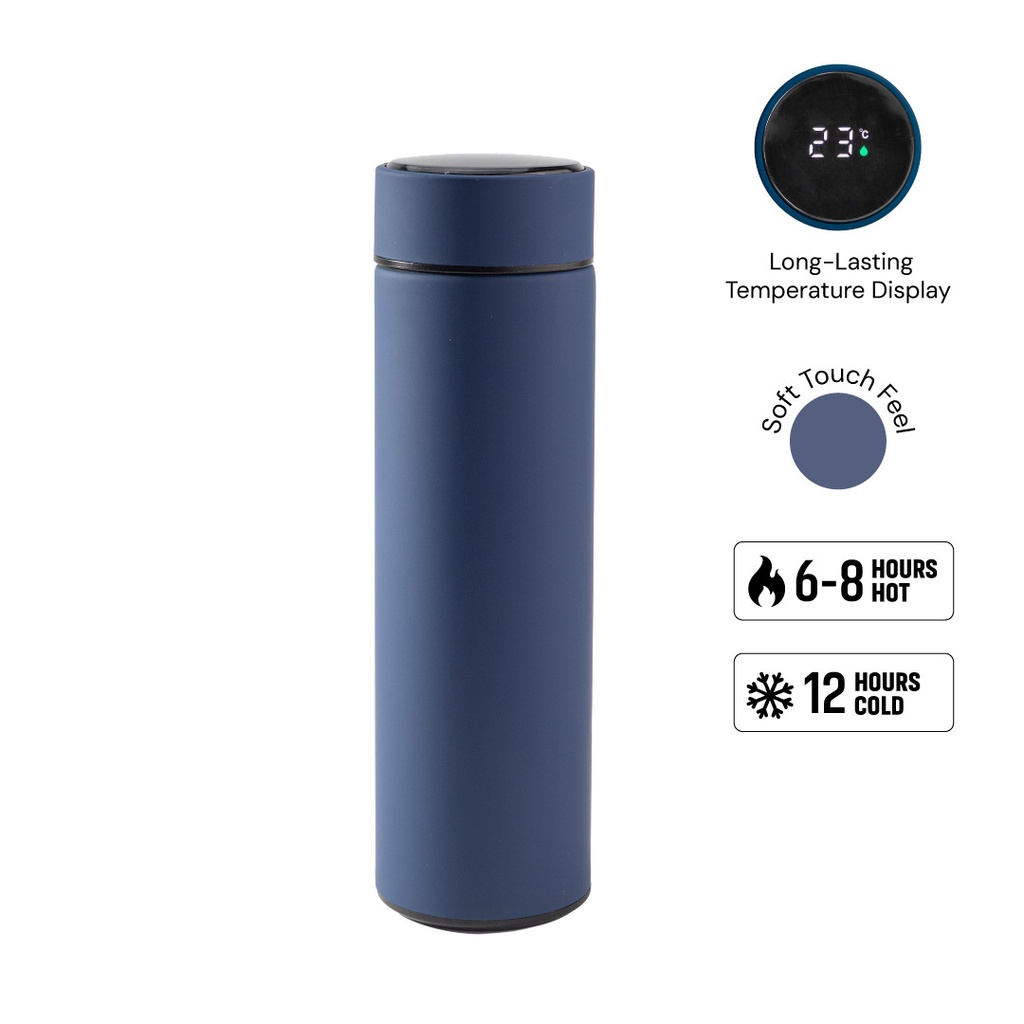 WAHA - Giftology Thermal Flask with LED Temperature Display 500ml - Navy Blue