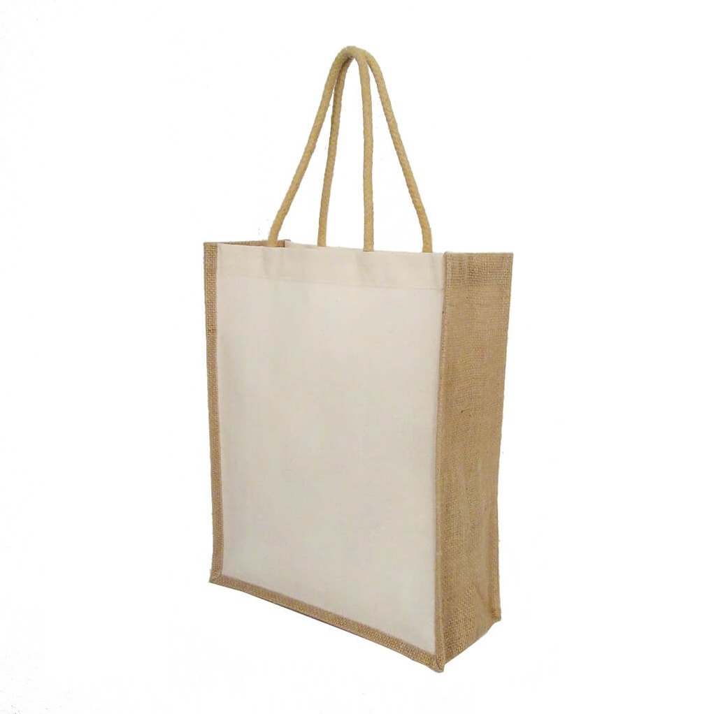 Eco-neutral Cotton Shopping Bag With Jute Gusset