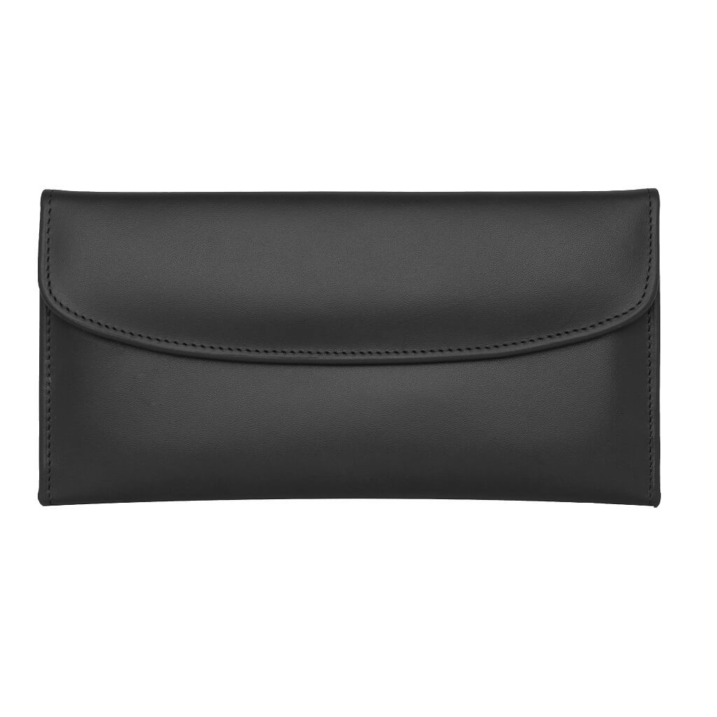 Genuine Leather Ladies Wallet with Zipper Pocket Black